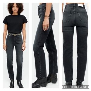 RE/DONE SSENSE high rise stove pipe straight leg jeans 27 raw hem